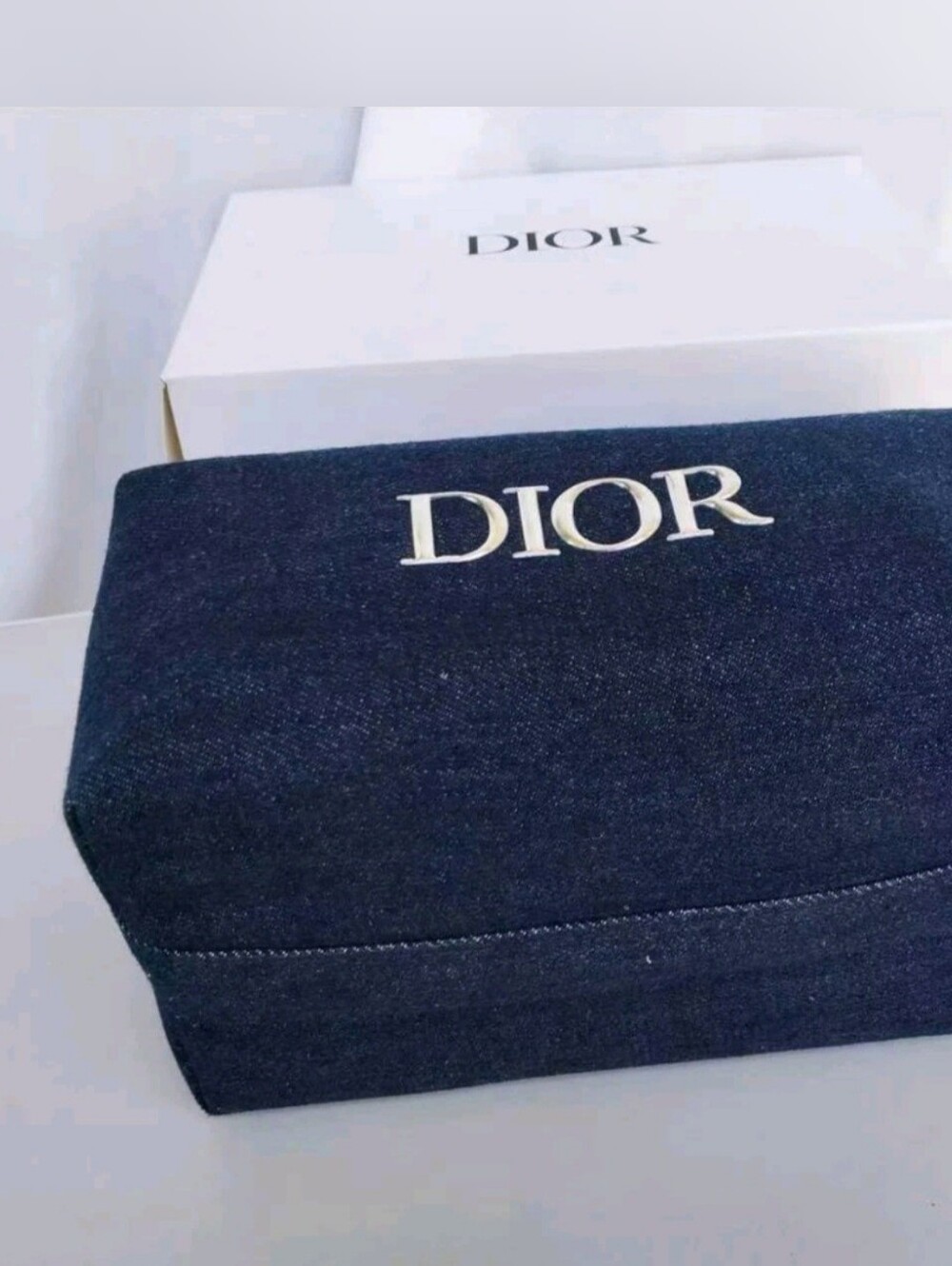 Dior Navy Denim Logo Top-Handle Bag - Picture 5 of 5